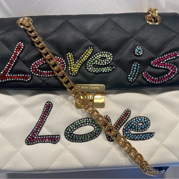 NEW! Betsey Johnson Love is Love Shoulder Bags with Colorful Jewel Accents - Picture 1 of 7